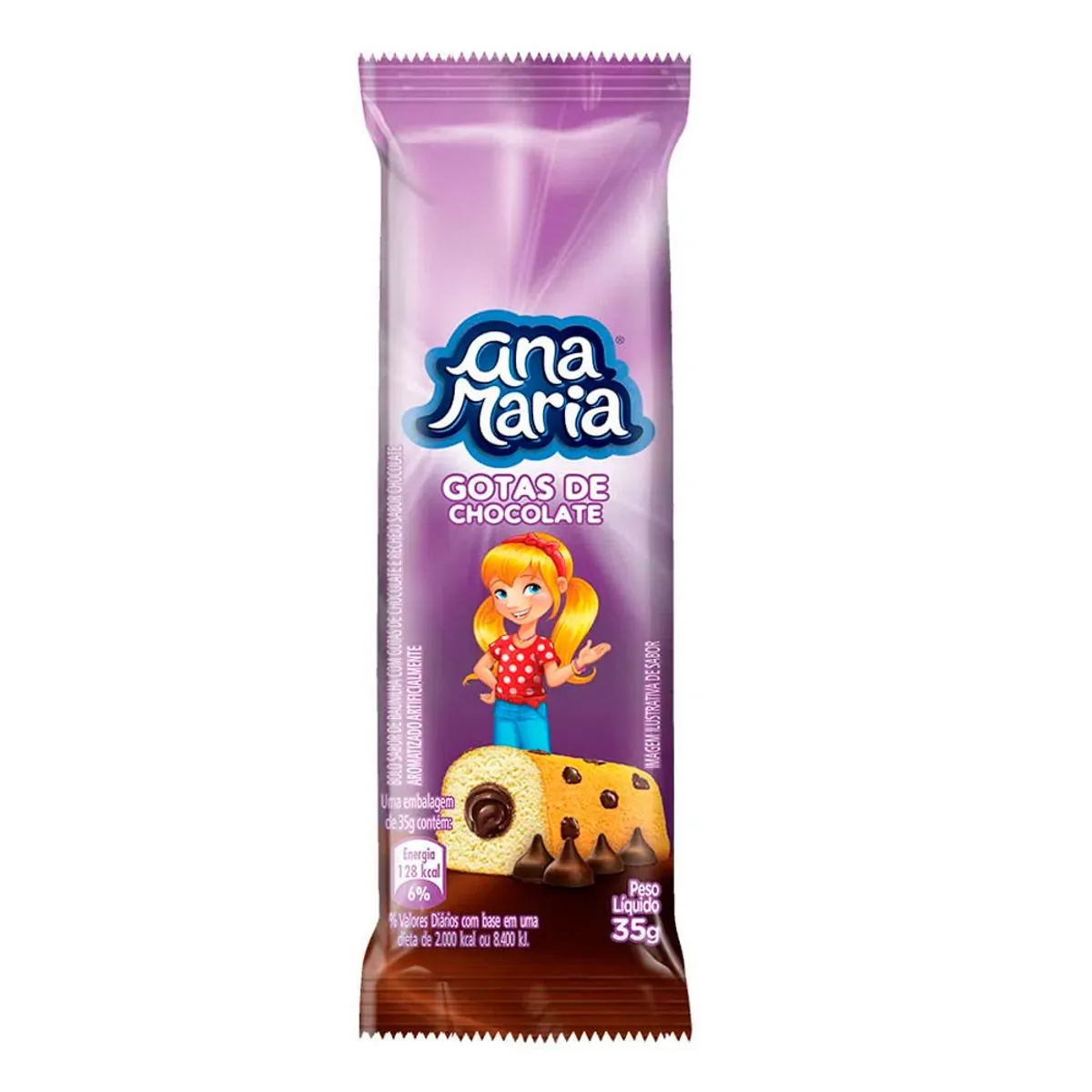 Mini Bolo Sabor Baunilha Ana Maria Recheio e Gotas de Chocolate 35g