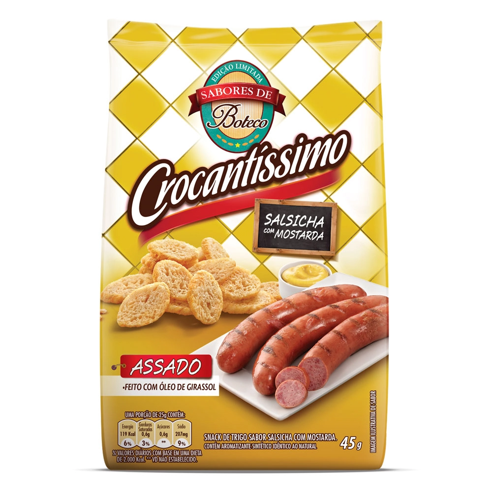 Snack Pullman Crocantissimo 45gr Salsicha/mostarda