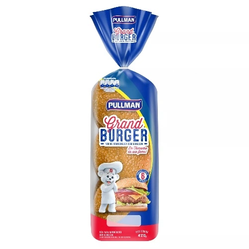 Pão Para Hambúrguer Com Gergelim Pullman Grand Burger Pacote 420g Tamanho Família