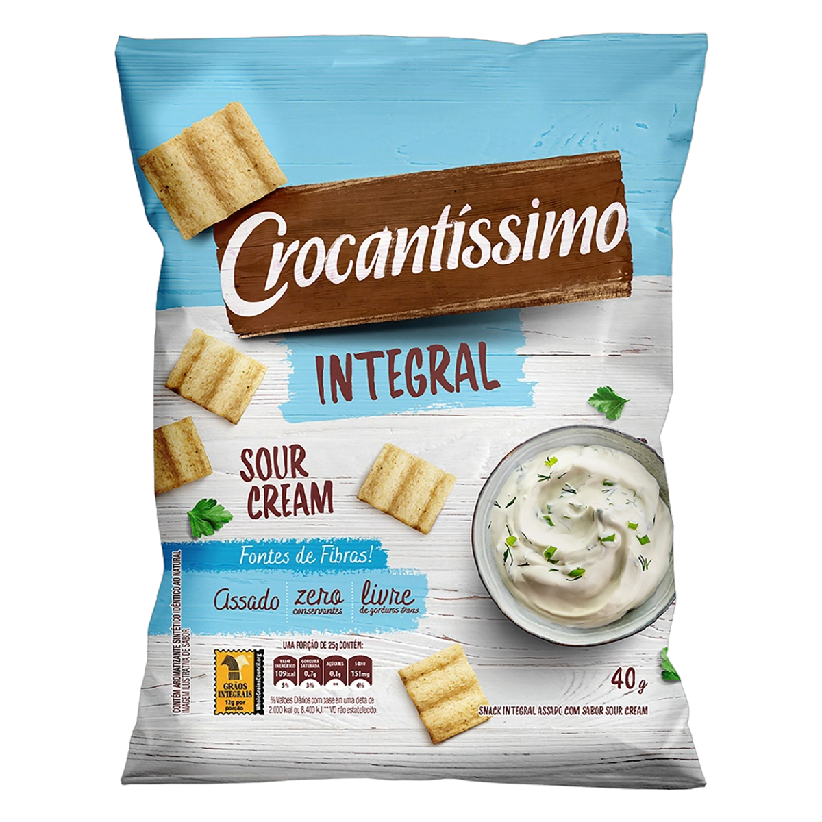 Snack de Trigo Integral Sour Cream Crocantíssimo Pacote 40g