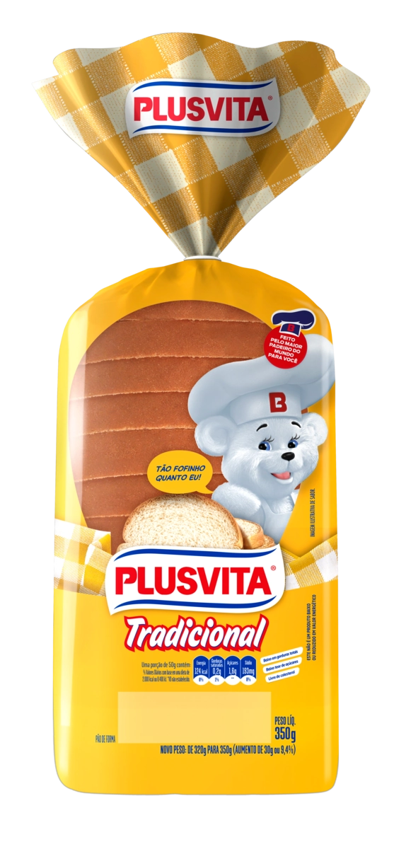 Pão De Forma Tradicional Plusvita Pacote 350g