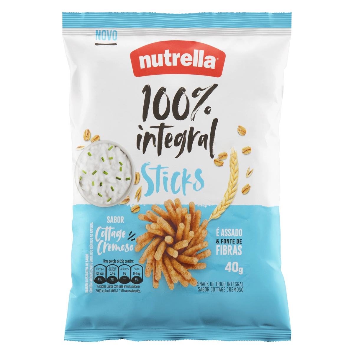 Snack De Trigo Integral Cottage Cremoso Nutrella Sticks Pacote 40g