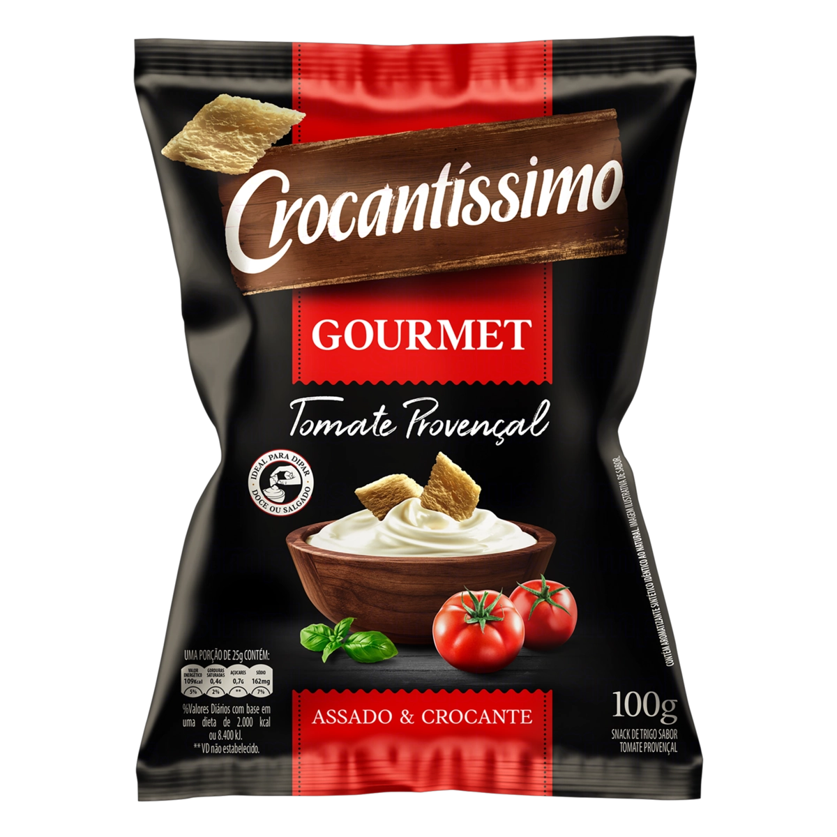 Snack de Trigo Assado &amp; Crocante Tomate Provençal Crocantíssimo Gourmet Pacote 100g