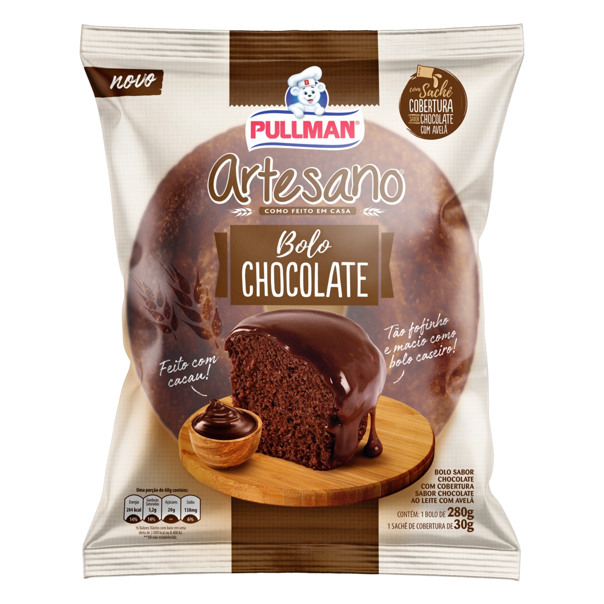 Bolo Redondo Artesano Pullman de Chocolate 310g
