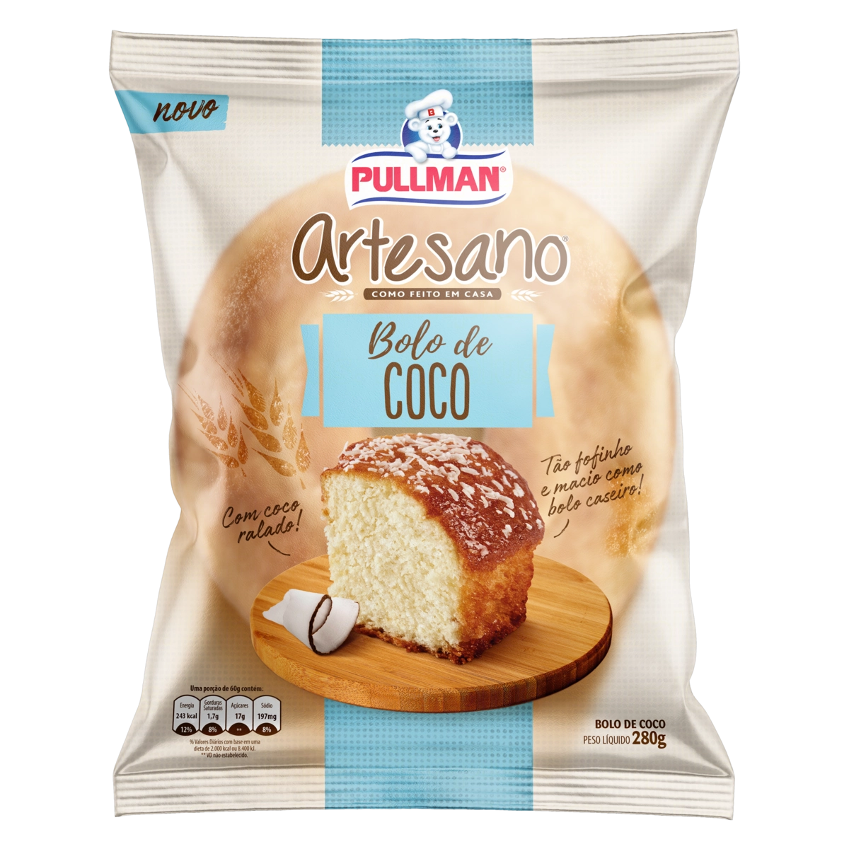 Bolo Redondo Artesano Pullman de Coco 280g