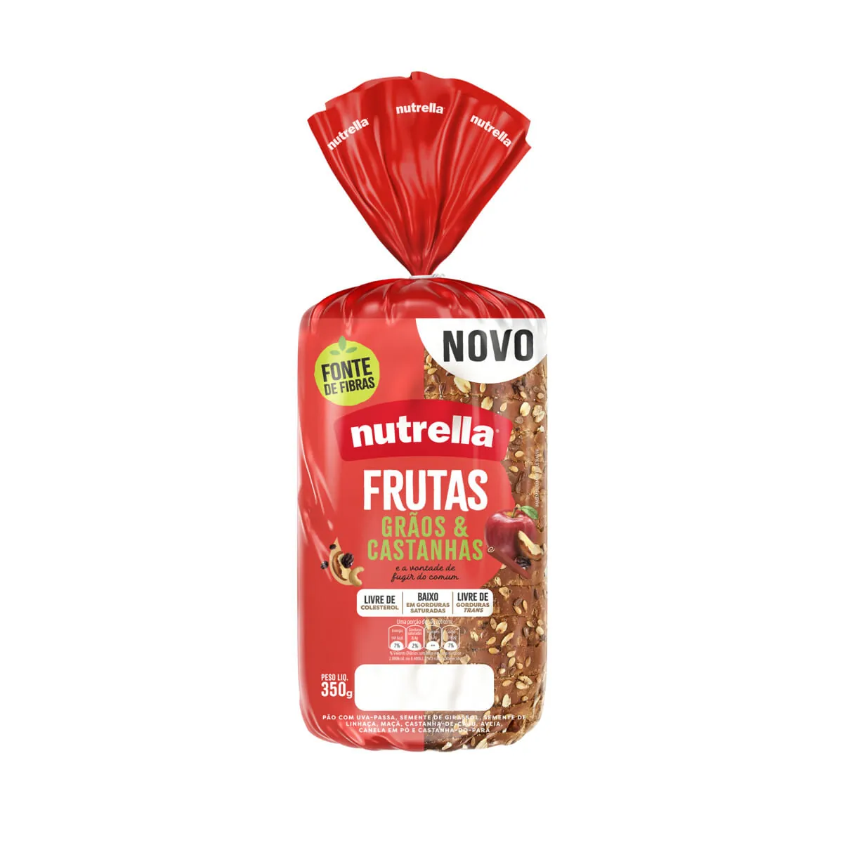 Pão Frutas, Grãos &amp; Castanhas Nutrella Pacote 350 g