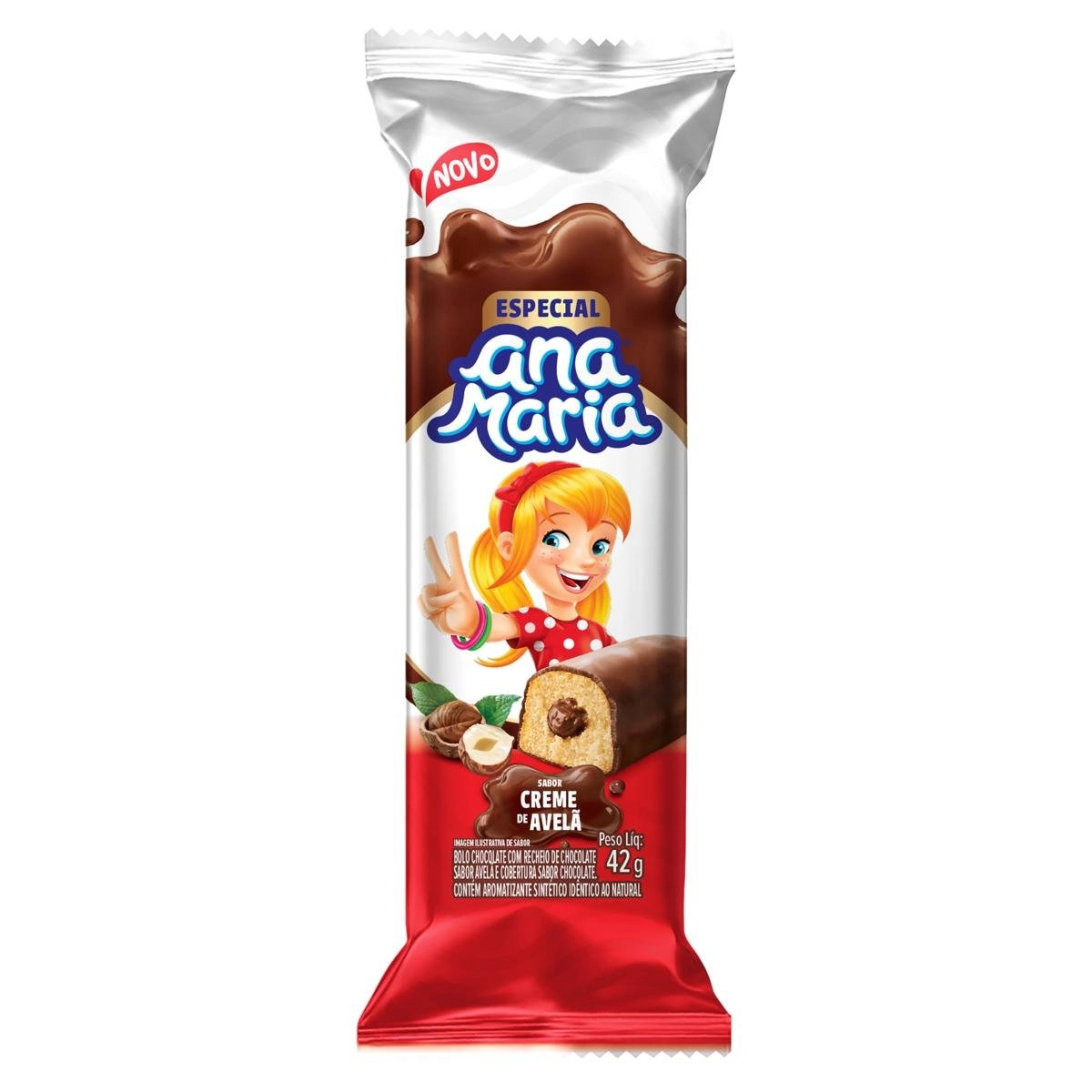 Bolo Chocolate Recheio Creme De Avelã Cobertura Chocolate Ana Maria Especial Pacote 42g