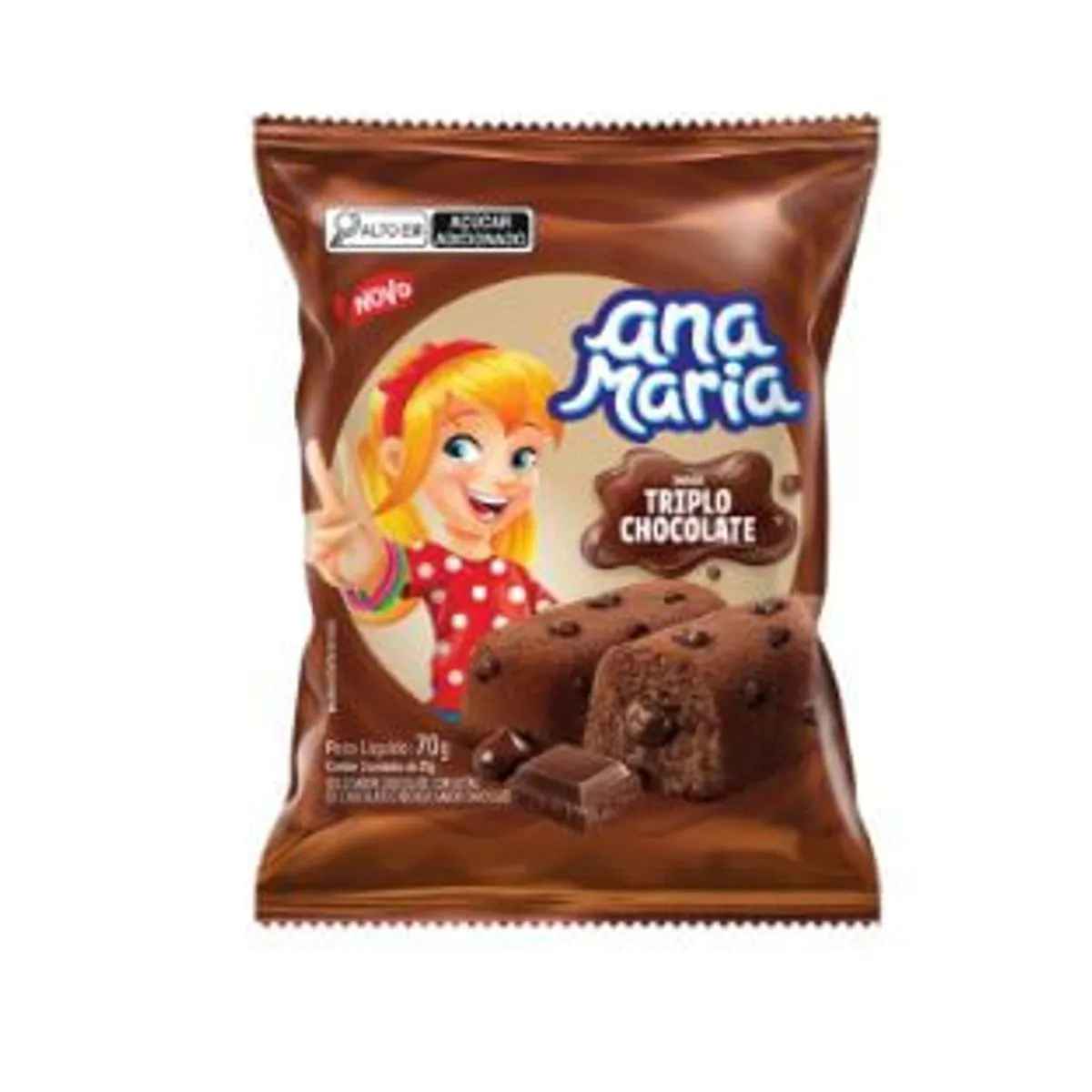 Bolo Triplo Chocolate Recheio Chocolate Ana Maria Pacote 70g 2 Unidades