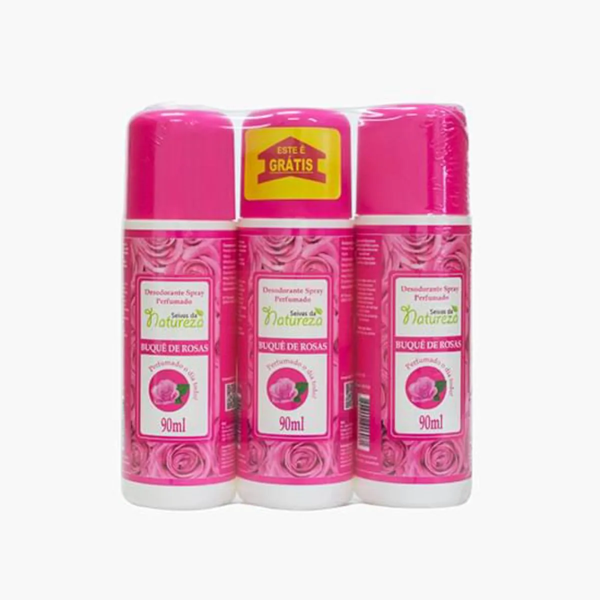 Kit C/ 3 Unidades de Desodorantes Spray Seivas da Natureza Buque de Rosas 90ml
