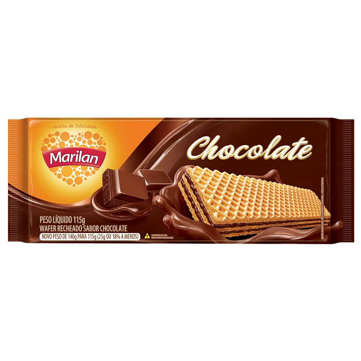 Biscoito Wafer MARILAN Recheado De Chocolate Pacote 115g