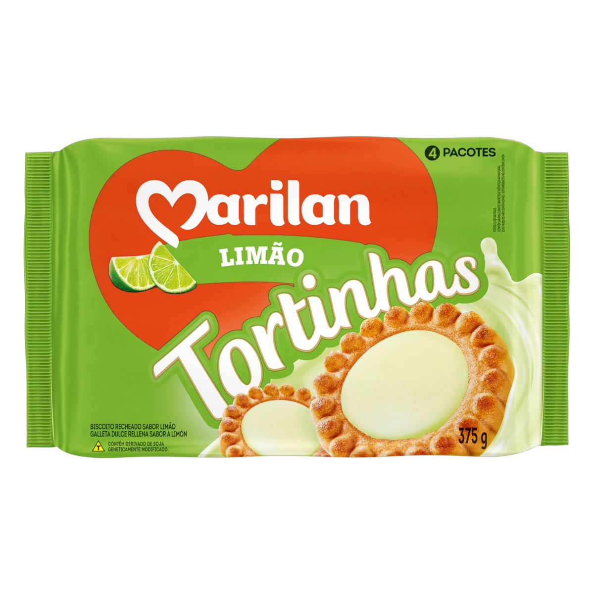 Biscoito Recheio Limão Marilan Tortinhas Pacote 375g