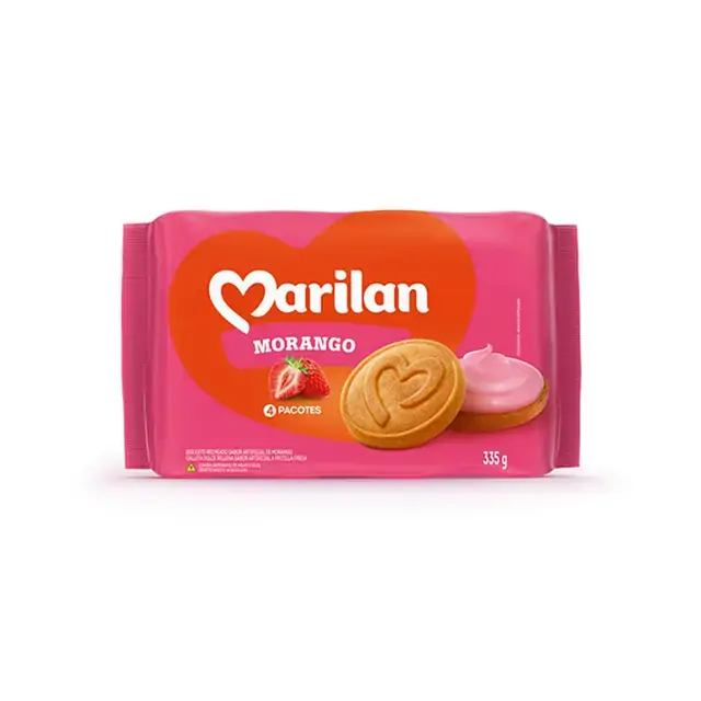 Biscoito Recheio Morango Marilan Pacote 335g