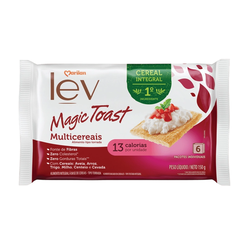 Torrada Multicereais Integral Marilan Lev Magic Toast Pacote 150g