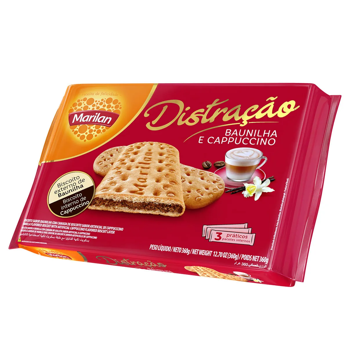 Biscoito Baunilha E Cappuccino Marilan Distração Pacote 360g