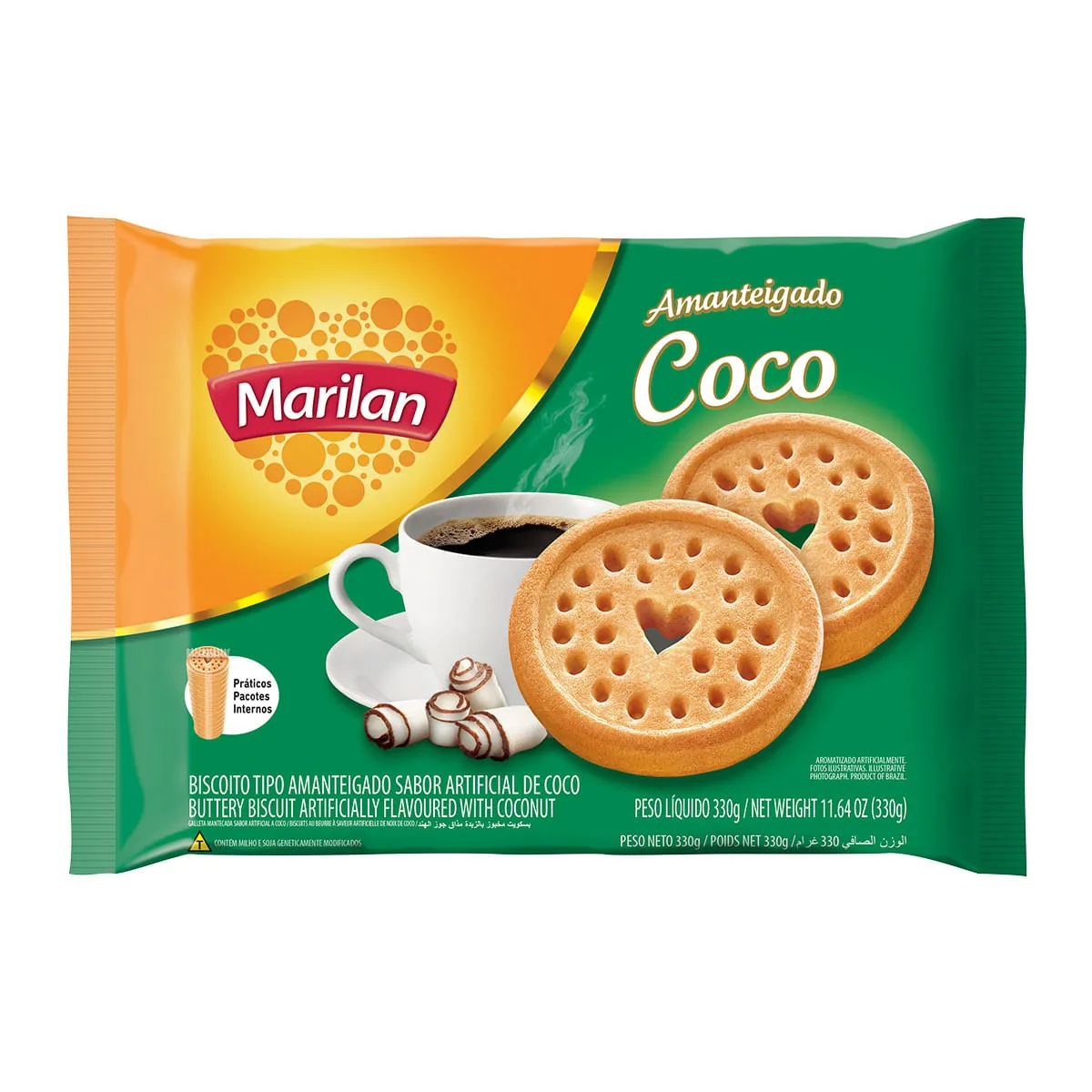 Biscoito Amanteigado Coco Marilan Pacote 330g