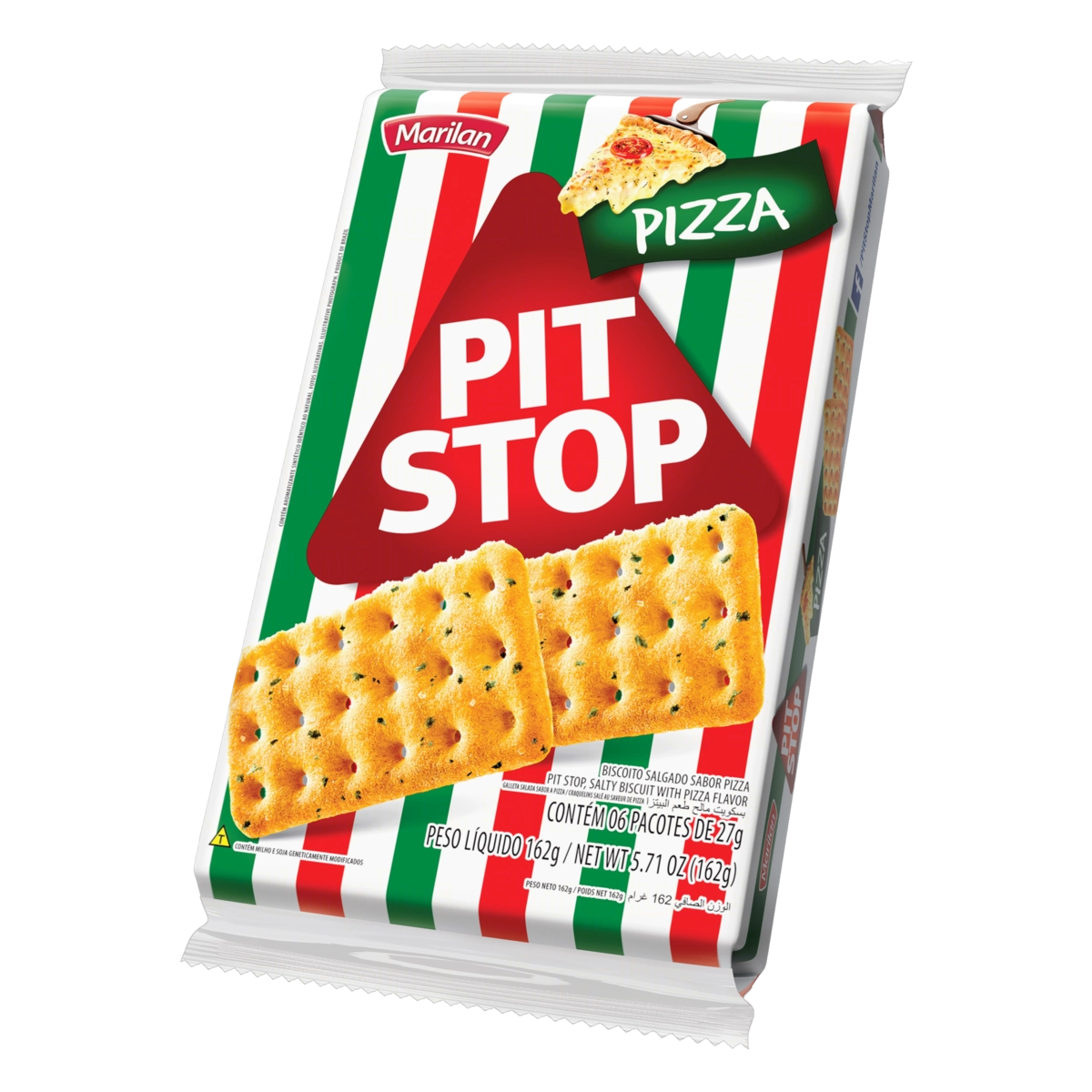 Pack Biscoito Pizza Marilan Pit Stop Pacote 162g 6 Unidades
