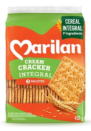Biscoito Cream Cracker Integral Marilan Pacote 420g