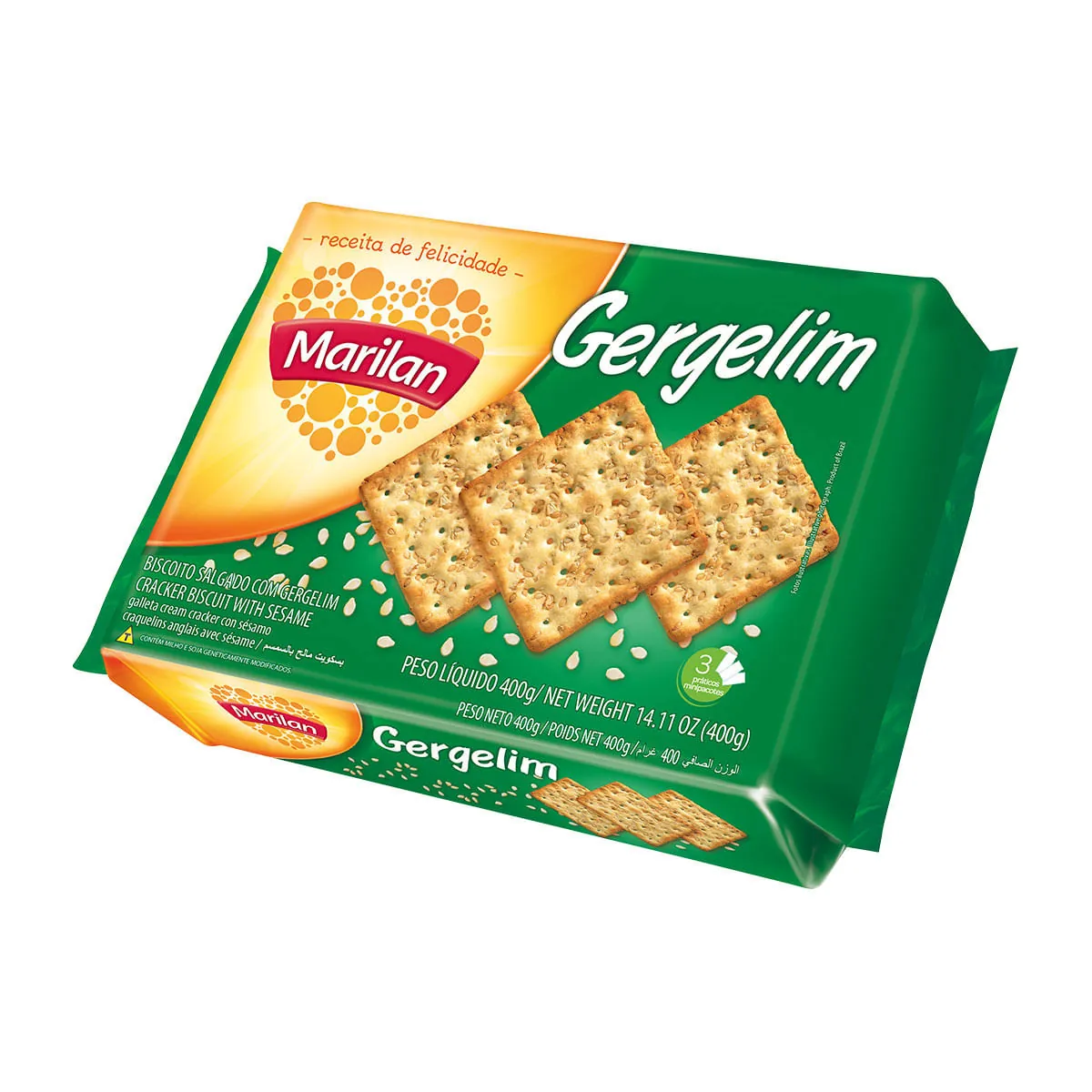 Biscoito Cream Cracker Com Gergelim Marilan Pacote 400g
