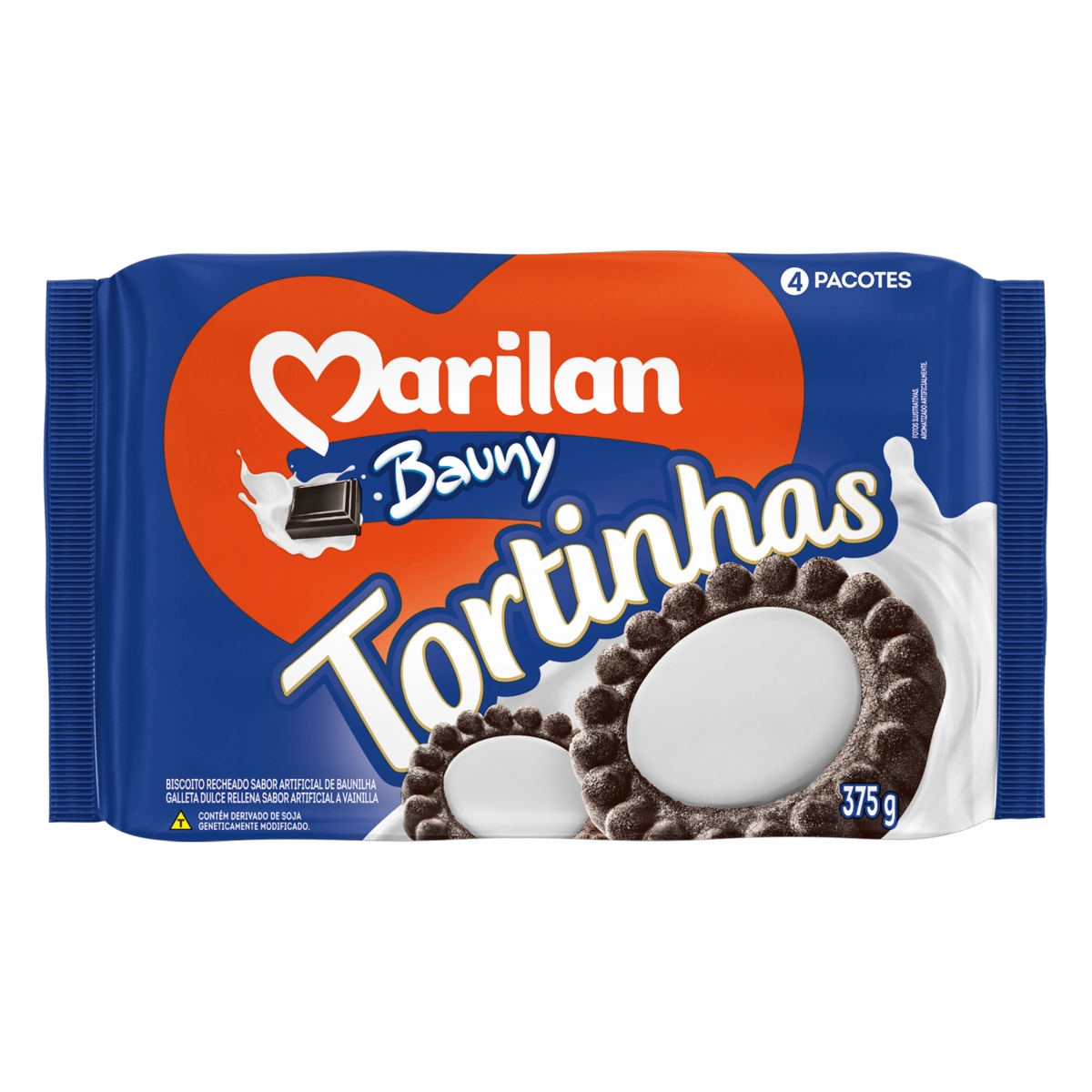 Biscoito Recheio Bauny Marilan Tortinhas Pacote 375g