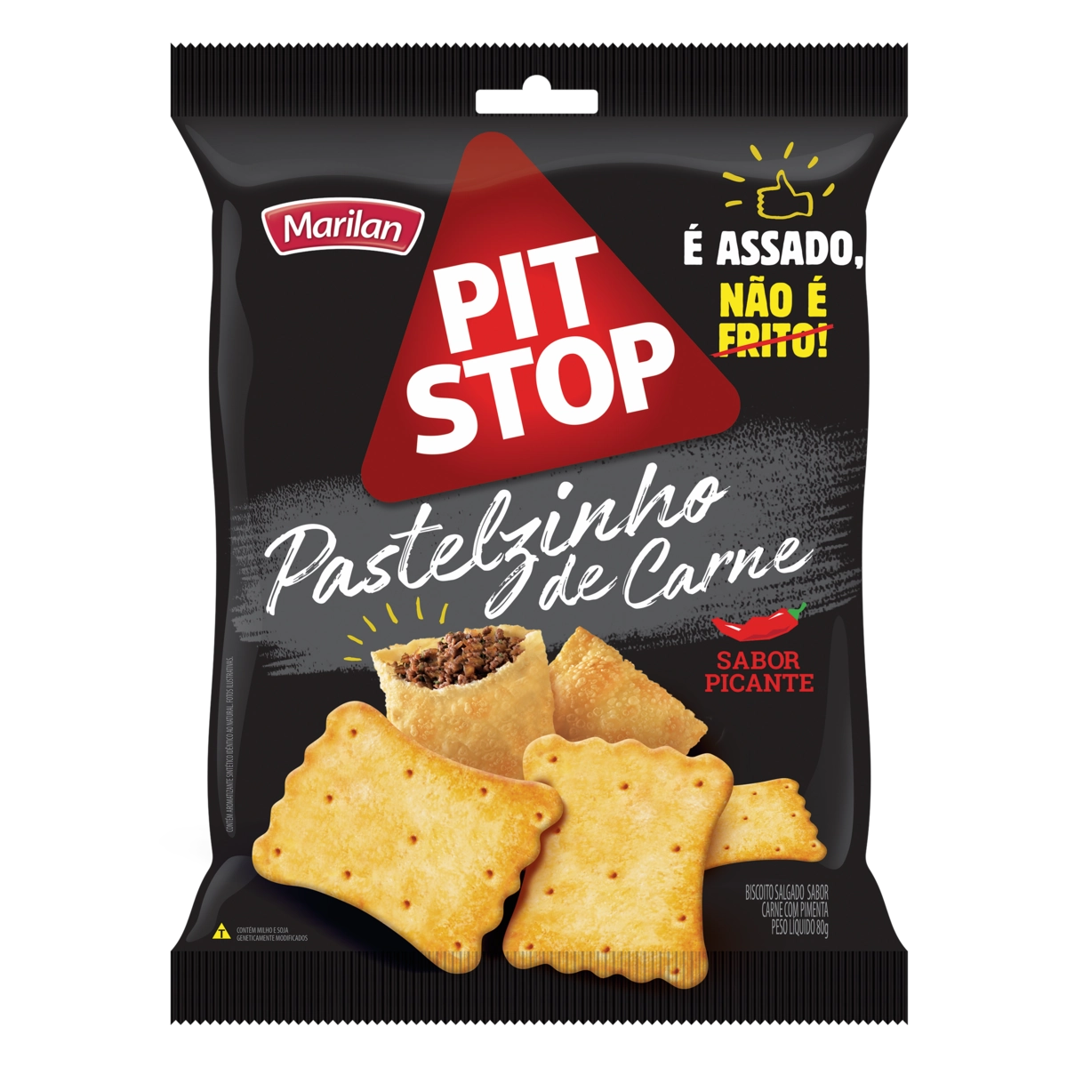 Biscoito Pastelzinho Carne Picante Marilan Pit Stop Pacote 80g