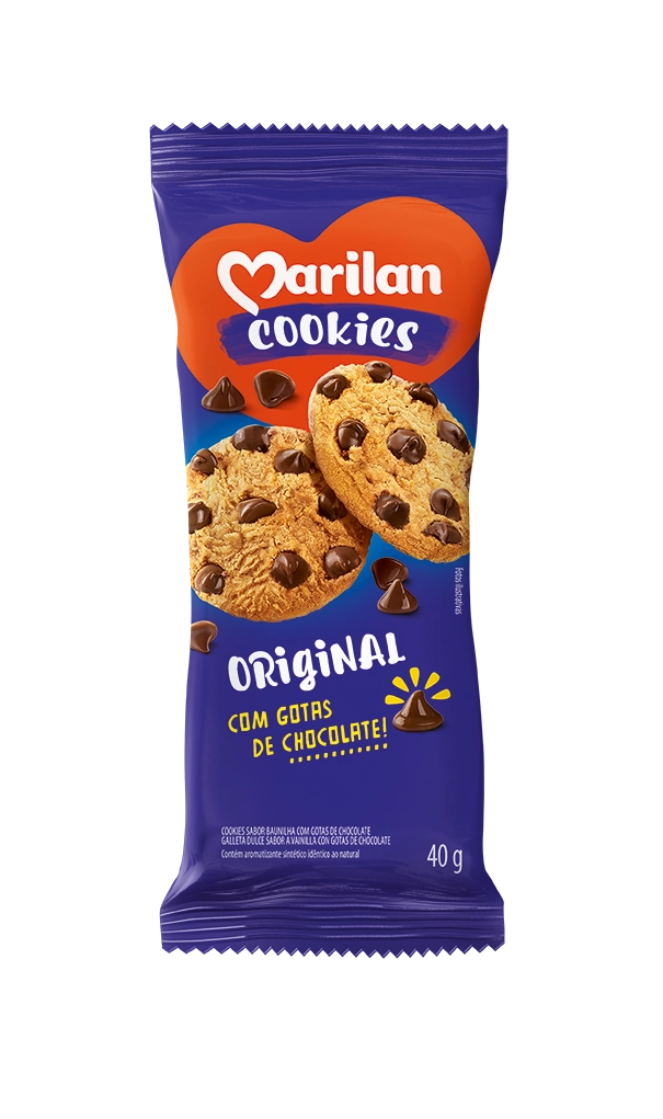 Biscoito Cookie Original Gotas De Chocolate Marilan Caixa 320g 8 Unidades