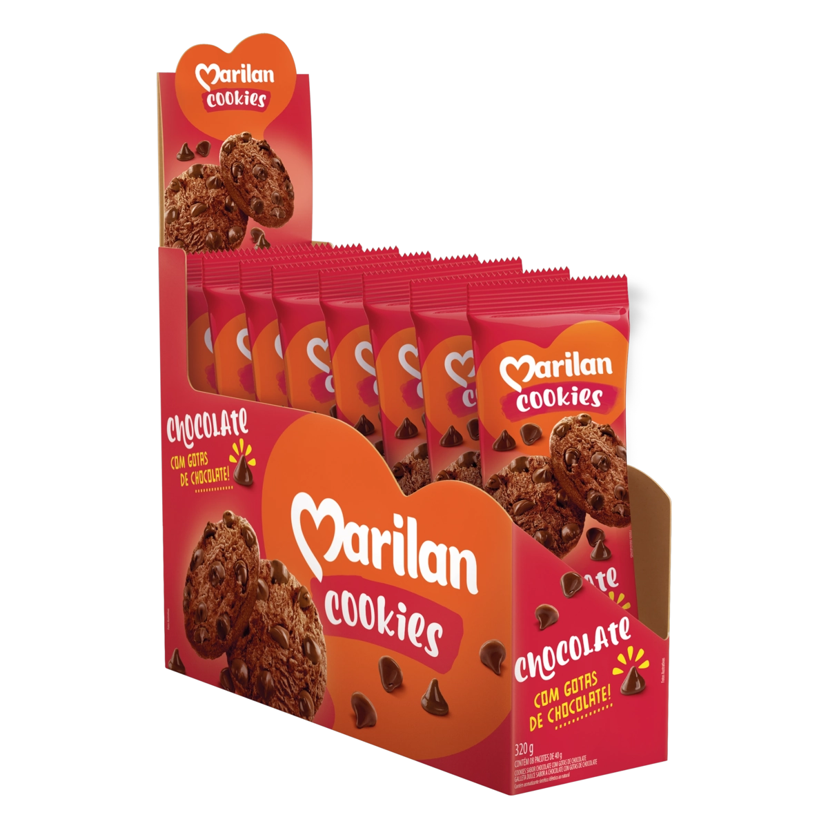 Biscoito Cookie Chocolate Com Gotas De Chocolate Marilan Caixa 320g 8 Unidades