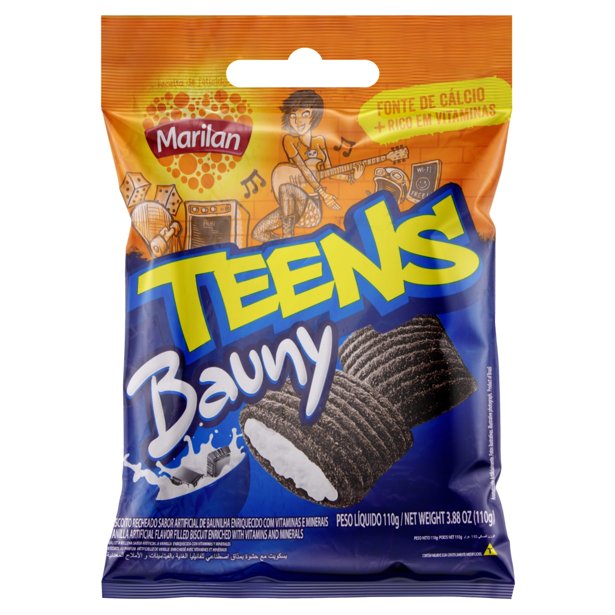 Biscoito Com Recheio De Baunilha Bauny Marilan Teens Pacote 110g