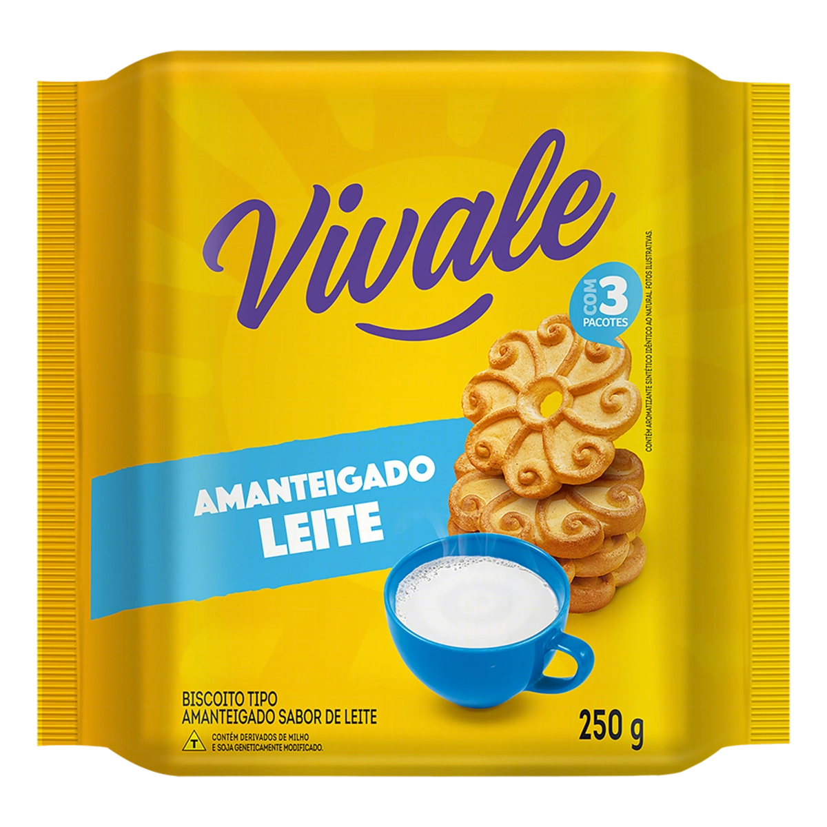 Biscoito Amanteigado Leite Vivale Pacote 250g