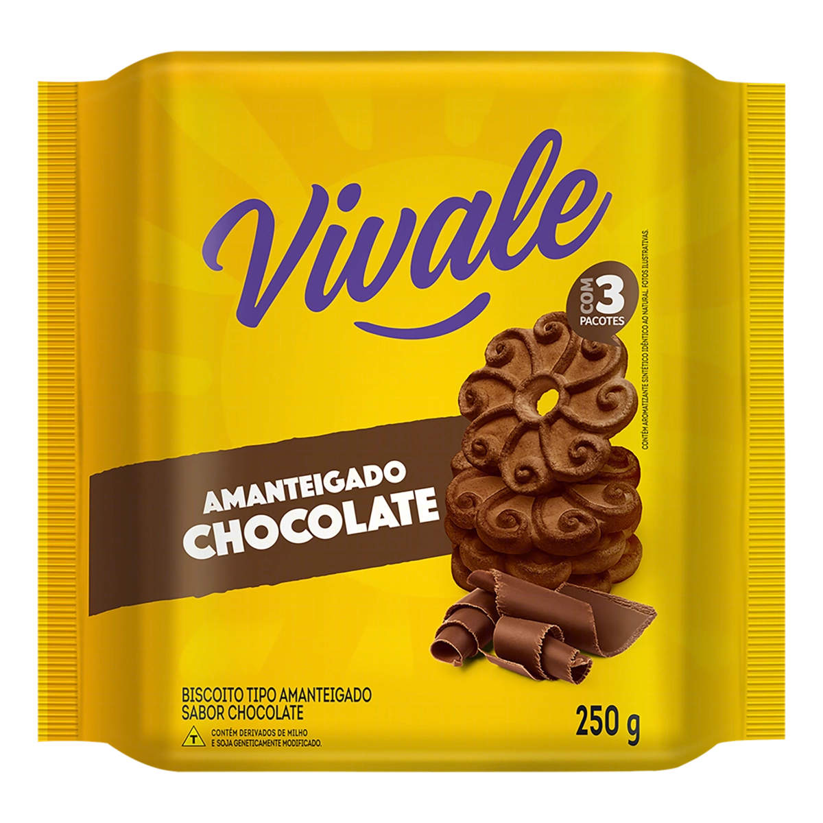 Biscoito Amanteigado Chocolate Vivale Pacote 250g