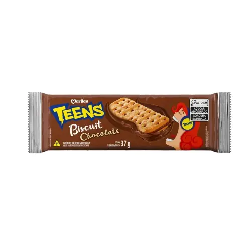 Biscoito Recheio Chocolate Marilan Teens Biscuit Pacote 37g