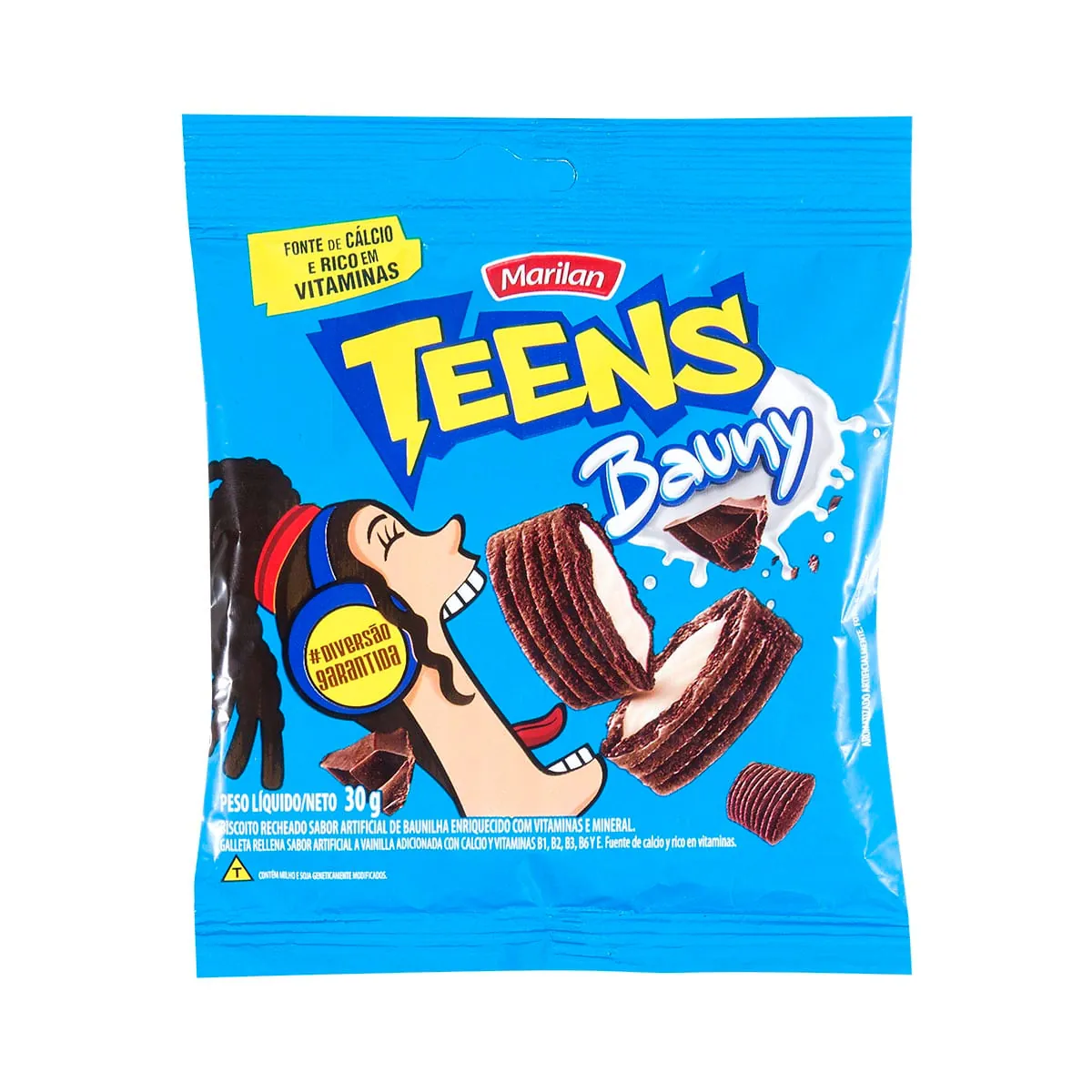 Biscoito Recheio Bauny Marilan Teens Caixa 240g 8 Unidades