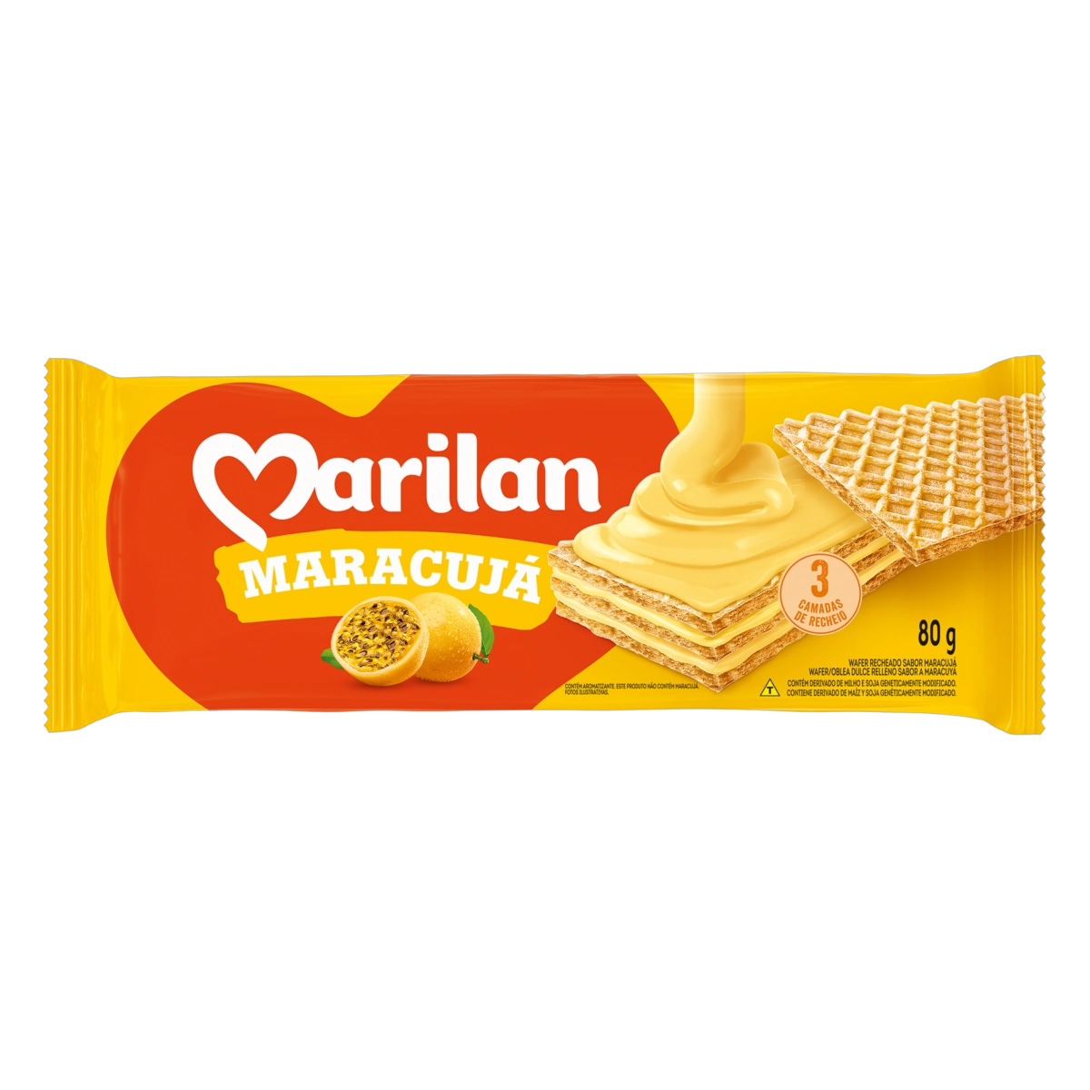 Biscoito Wafer Recheio Maracujá Marilan Pacote 80g