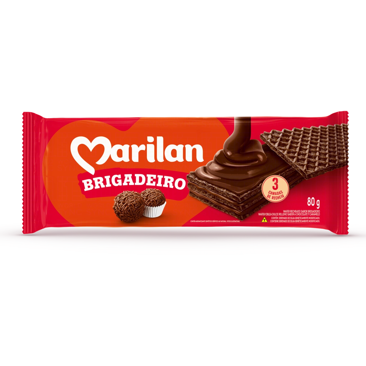 Biscoito Wafer Recheio Brigadeiro Marilan Pacote 80g