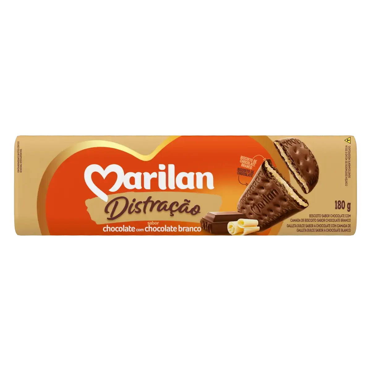 Biscoito Chocolate Com Chocolate Branco Marilan Distração Pacote 180g