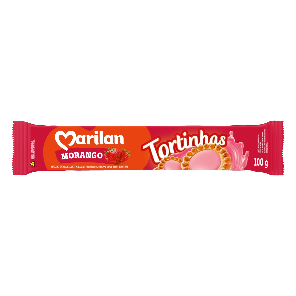 Biscoito Recheio Morango Marilan Tortinhas Pacote 100g
