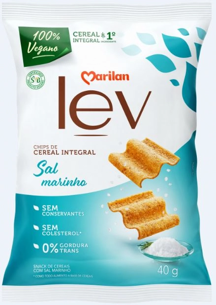 Chips De Cereais Com Sal Marinho Integral Marilan Lev Pacote 40g
