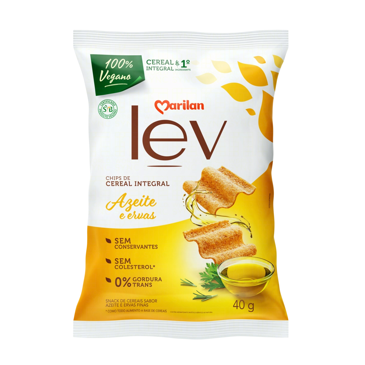 Chips De Cereais Integral Azeite E Ervas Marilan Lev Pacote 40g
