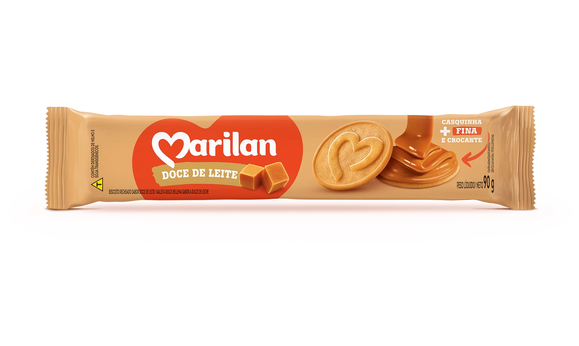 Biscoito Recheio Doce de Leite Marilan Pacote 90g
