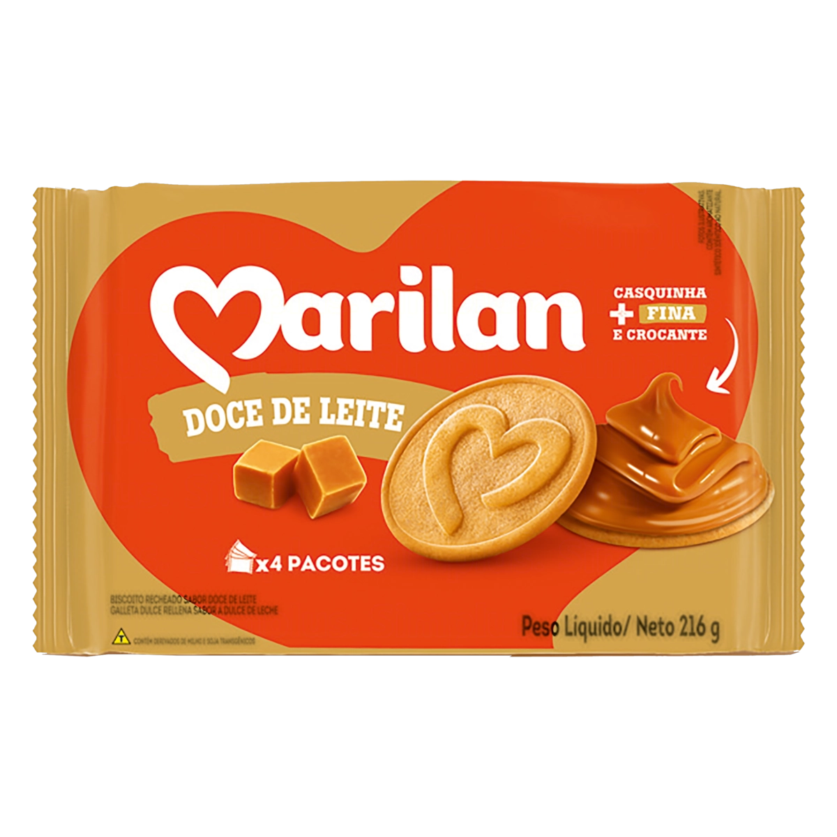 Biscoito Recheio Doce De Leite Marilan Pacote 216g