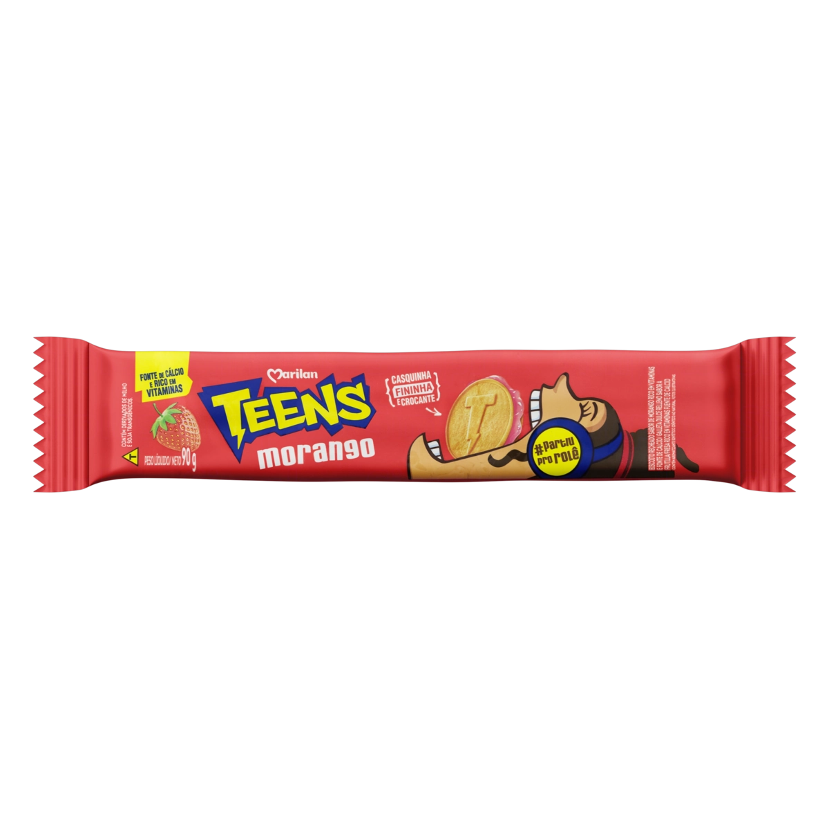 Biscoito Recheio Morango Marilan Teens Pacote 90g