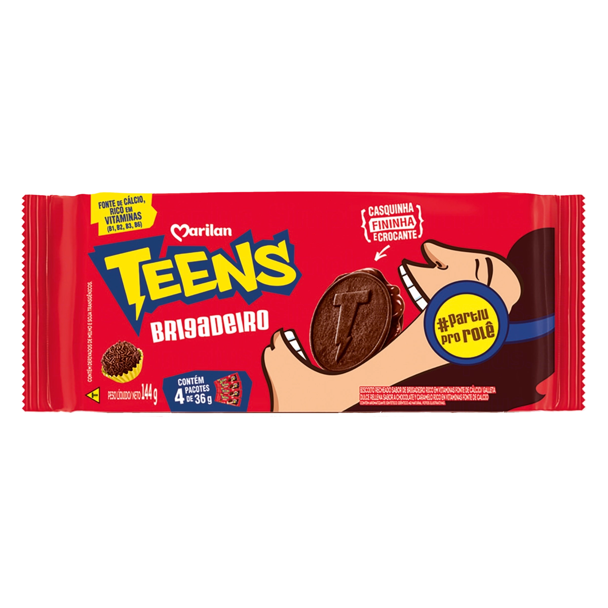 Biscoito Recheio Brigadeiro Marilan Teens Pacote 144g