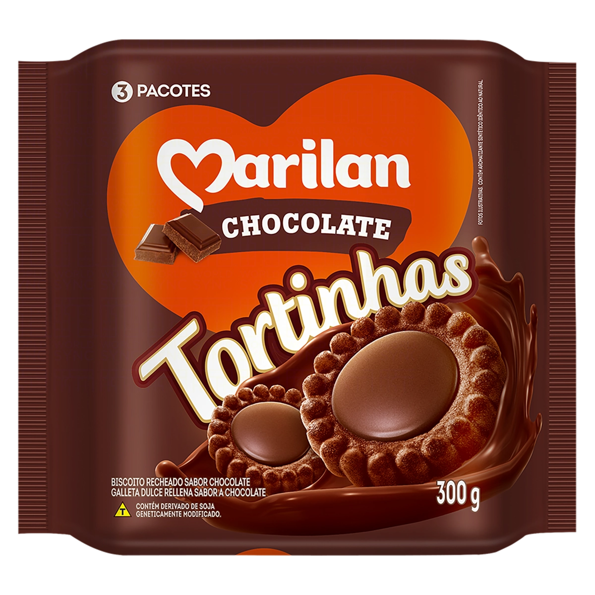 Biscoito Recheio Chocolate Marilan Tortinhas Pacote 300g