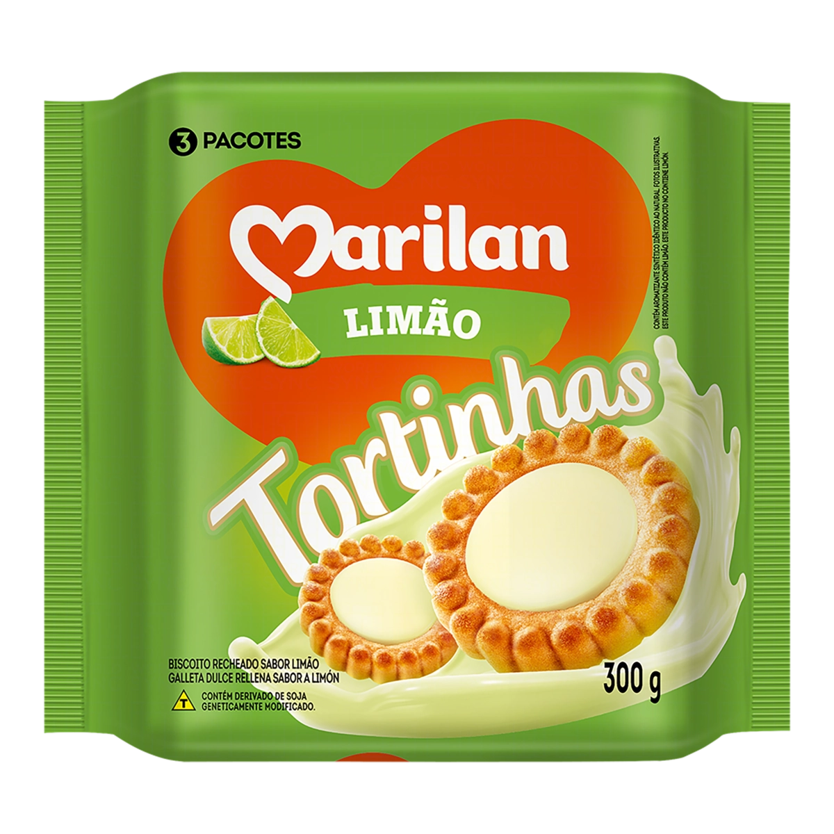 Biscoito Recheio Limão Marilan Tortinhas Pacote 300g