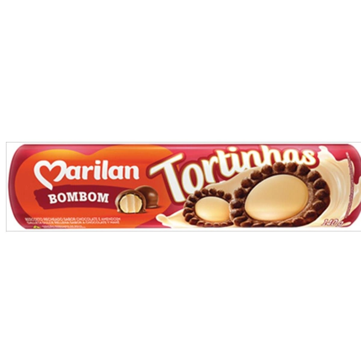 Biscoito Recheio Bombom Marilan Tortinhas Pacote 140g