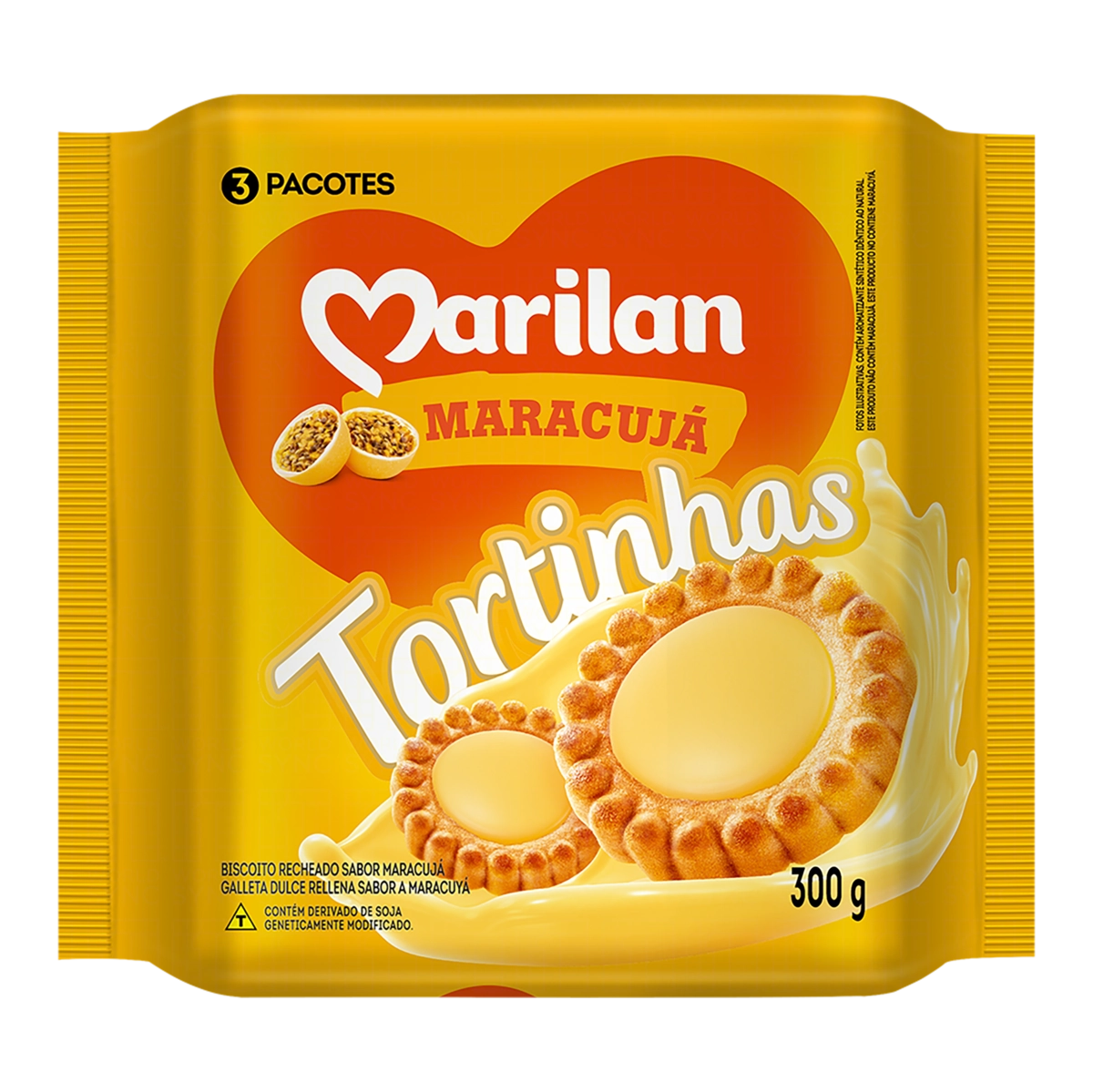 Biscoito Recheio Maracujá Marilan Tortinhas Pacote 300g