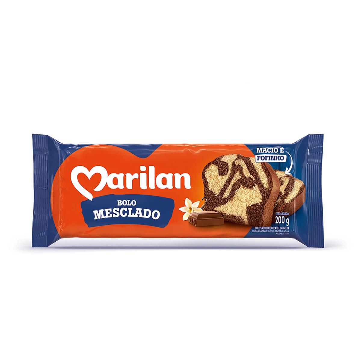 Bolo Mesclado Chocolate E Baunilha Marilan Pacote 200g