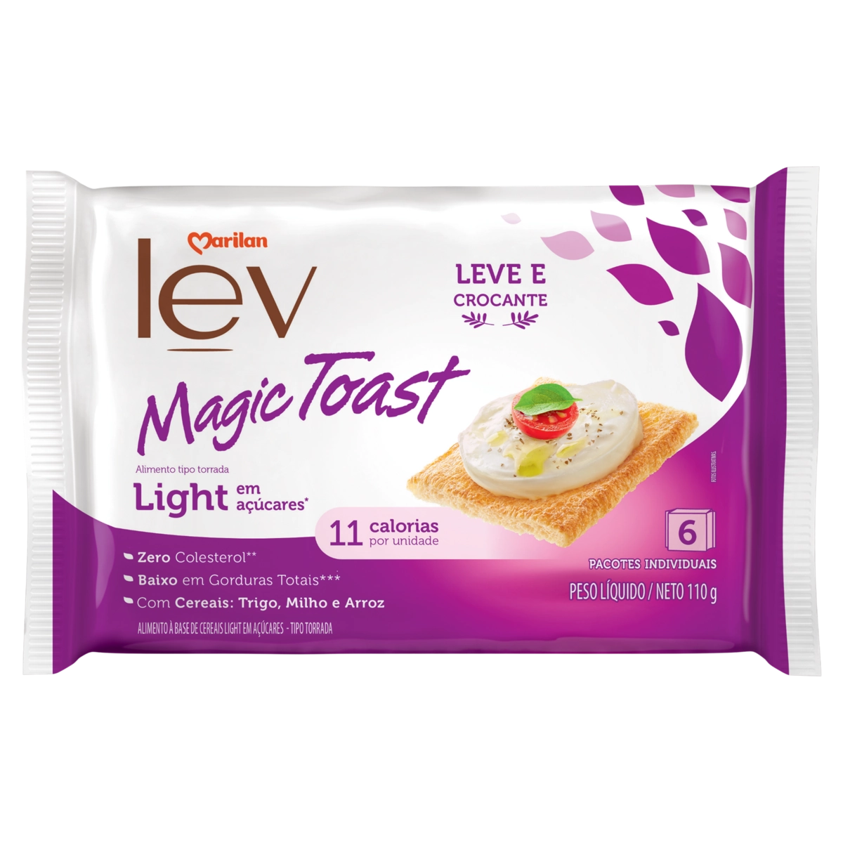 Torrada Light Marilan Lev Magic Toast Pacote 110g 6 Unidades