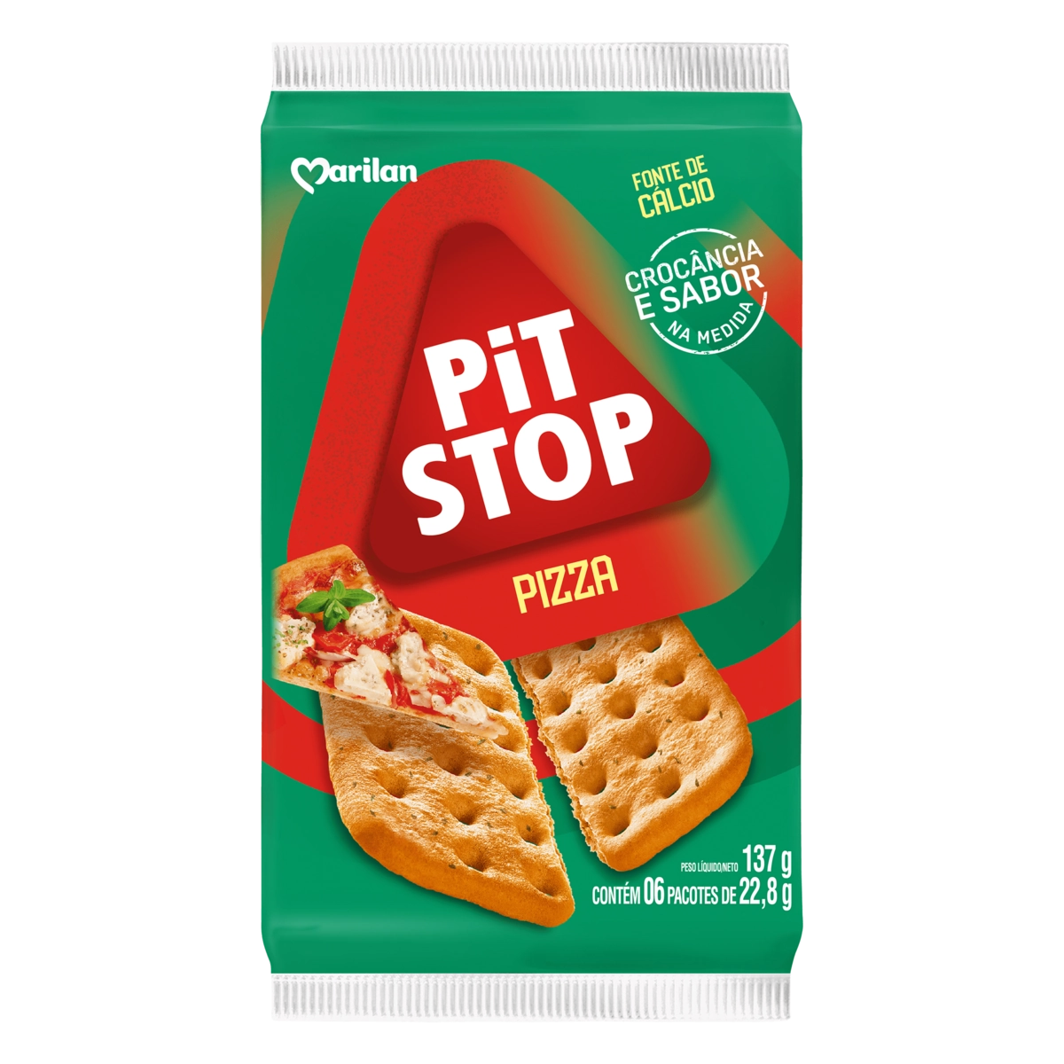 Pack Biscoito Pizza Marilan Pit Stop Pacote 137g 6 Unidades