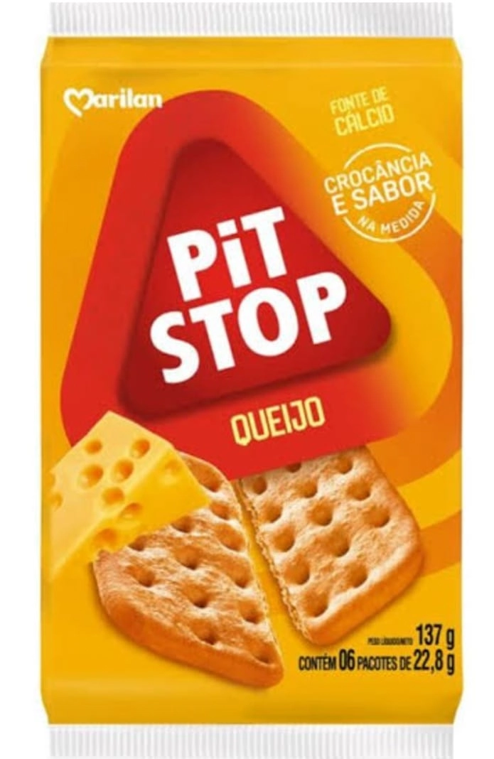 Pack Biscoito Queijo Marilan Pit Stop Pacote 137g 6 Unidades