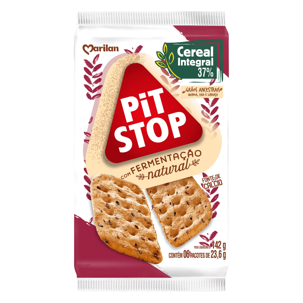 Pack Biscoito Com Grãos Ancestrais Integral Marilan Pit Stop Pacote 142g 6 Unidades
